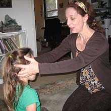 Analise practising a 'silent ahhh' with Eileen Troberman